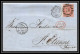 35731 N°32 Victoria 4p Red London St Etienne France 1865 Cachet 76 Lettre Cover Grande Bretagne England - Lettres & Documents