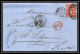 35704 N°32 Victoria 4p Red London St Etienne France 1869 Cachet 72 Lettre Cover Grande Bretagne England - Lettres & Documents