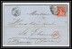 35689 N°32 Victoria 4p Red London St Etienne France 1868 Cachet 49 Lettre Cover Grande Bretagne England - Storia Postale