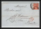 35675 N°32 Victoria 4p Red London St Etienne France 1867 Cachet 48 Lettre Cover Grande Bretagne England - Cartas & Documentos
