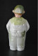 PERSONNAGE TETE A BASCULE EN PORCELAINE PEINTE SANS MARQUE NI CACHET TABLIER BONNET EPICIER MEUNIER BOUCHER - Autres & Non Classés