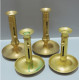 -LOT De 4 BOUGEOIRS LAITON à POUSSOIRS 2 PLUS ANCIENS Sortis De Grenier Déco    E - Candelabri E Candelieri