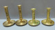 -LOT De 4 BOUGEOIRS LAITON à POUSSOIRS 2 PLUS ANCIENS Sortis De Grenier Déco    E - Candelabri E Candelieri