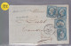 4 Timbres N° 22  Napoléon III   20 C Bleu  Année 1864  Destination   Carcassonne - 1862 Napoleon III