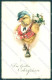 Greetings Easter Humanized Dressed Chick Cartolina Postcard TW1857 - Otros & Sin Clasificación