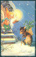 Greetings Christmas Paper Moon Gnome Mistletoe Bear Serie 439-5 Postcard TW1758 - Sonstige & Ohne Zuordnung