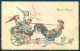 Greetings Easter Gnome Egg Chick Rooster HHiW 612 ABRADED Postcard TW1721 - Sonstige & Ohne Zuordnung