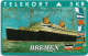 Denmark - KTAS - Ships (Green) - Bremen - TDKP129 - 02.1995, 1.500ex, 5kr, Used - Denmark