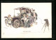 Künstler-AK Stuttgart, Herren Und Damen Am Auto Von Mercedes Vor Fotoapparat 1904  - Turismo