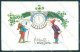 New Year Gnome Four Leaf Clover Serie 231 CREASED Cartolina Postcard TW1511 - Otros & Sin Clasificación