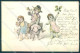 Greetings Augurali Pig Children Four Leaf Clover PFB Serie 3053 Postcard TW1554 - Otros & Sin Clasificación