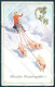 New Year Pig Lady Sleigh Four Leaf Clover Horseshoe BKWI 3181-4 Postcard TW1396 - Other & Unclassified