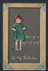 E. Curtis Artist - Chalkboard C.1902 TUCK - Girl Green Dress - BLANK BACK - Other & Unclassified