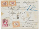 Brief Von Josefstadt Nach Rom, Taxe - Nachgebühr 1865, 3-seitig Offen - Cartas & Documentos
