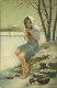 Postcard  Künstlerkarte: Gemälde / Kunstwerke - Das Heimchen 1916 - Paintings