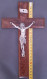 Très Beau Crucifix En Bois De Merisier, Jésus Christ En Métal Argenté, Hauteur 25cm - Religion &  Esoterik