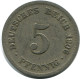5 PFENNIG 1906 A DEUTSCHLAND Münze GERMANY #DB153.D.A - 5 Pfennig
