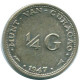 1/4 GULDEN 1947 CURACAO Netherlands SILVER Colonial Coin #NL10838.4.U.A - Curacao