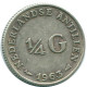 1/4 GULDEN 1963 NETHERLANDS ANTILLES SILVER Colonial Coin #NL11242.4.U.A - Netherlands Antilles