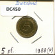 5 PFENNIG 1988 F WEST & UNIFIED GERMANY Coin #DC450.U.A - 5 Pfennig