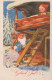 BABBO NATALE Buon Anno Natale GNOME Vintage Cartolina CPSMPF #PKD472.A - Santa Claus