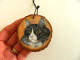 Norwegian Forest Cat Hand Painted On A Natural Wood Decoration 6cm X 6 Cm - Animali