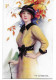 C.W. Barber, Belle Carte. Femme Avec Robe Jaune.  The October Girl - Barber, Court