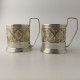 Vintage Soviet Russian Set Of 2 Podstakannik Tea Cup Holders USSR #5537 - Tasses