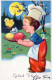 OSTERN KINDER HUHN EI Vintage Ansichtskarte Postkarte CPA #PKE318.DE - Ostern