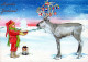 BABBO NATALE Buon Anno Natale CERVO Vintage Cartolina CPSM #PBB205.IT - Santa Claus