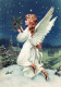 ANGELO Buon Anno Natale Vintage Cartolina CPSM #PAH710.IT - Angeli