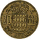 Monaco, Rainier III, 20 Francs, 1950, Paris, Cupro-Aluminium, TTB - 1922-1949 Louis II.