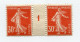 FRANCE N°160 ** TYPE SEMEUSE FOND PLEIN EN PAIRE AVEC MILLESIME 1 ( 1921 ) - Millésimes