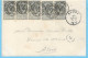 Armoiries-Bande De 5x COB 53-1c Gris Avec Bandelette (1ère Série)-cachet "Bruxelles Nord Et Alost-1902-CPA-Porte De Hal - 1893-1907 Armoiries