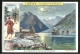 Sammelbild Liebig, Serie: Norwegische Fjordlandschaften, Essefjord Auf Balholm, Skiläufer  - Liebig