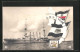 AK Kriegsschiff SMS Yorck Und Reichskriegsflagge  - Guerre
