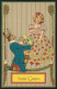 Pasqua Easter Ostern Dressed Rabbit Girl Relief Postcard TC3677 - Altri & Non Classificati