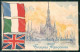 WW1 WWI Propaganda Flags Alleati Tricolore Milano Cartolina Postcard XF8694 - Autres & Non Classés