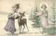 Illustrateur Vienne  H.H.i.W N°446 Joyeux Noel Fillette Chevreuil Apparition RV - Autres & Non Classés