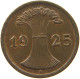 GERMANY WEIMAR 2 REICHSPFENNIG 1925 F #t030 0347 - 2 Rentenpfennig & 2 Reichspfennig