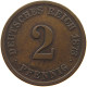 GERMANY EMPIRE 2 PFENNIG 1873 F #t030 0461 - 2 Pfennig