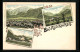 Lithographie Bad Reichenhall, Teilansicht, Grossgmain, St. Pankraz  - Bad Reichenhall