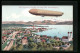 AK Friedrichshafen, Graf Zeppelins Luftschiff über Dem Ort  - Dirigeables