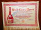 "Vieille Cure De Cenon" , Bordeaux,France  1952 ,Liquor,share Certificate , - Andere & Zonder Classificatie