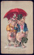 +++ Carte Avec Chromo Gaufré - Relief - Couple De Cochons Humanisés - Pig - Dorure - Trèfle Porte Bonheur  // - Cochons