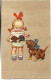 Fillette Portant 2 Chiots, Avec La Chienne à Ses Côtés, Illustrateur Italien GMD 2048-4, Envoi 1927 (trous épingles Drte - 1900-1949
