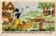 PC DISNEY, SNOW WHITE, LES NAINS PARTENT, Vintage Postcard (b52833) - Disneyworld