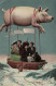 PC CPA ZEPPELIN FANTASY AVIATION SURREALISM PIG VINTAGE POSTCARD (b53306) - Aeronaves