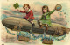 PC CPA ZEPPELIN FANTASY AVIATION SURREALISM CHILDREN VINTAGE POSTCARD (b53316) - Dirigeables