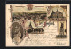 Lithographie Herford, Teilansicht, Postamt, Wappen  - Herford